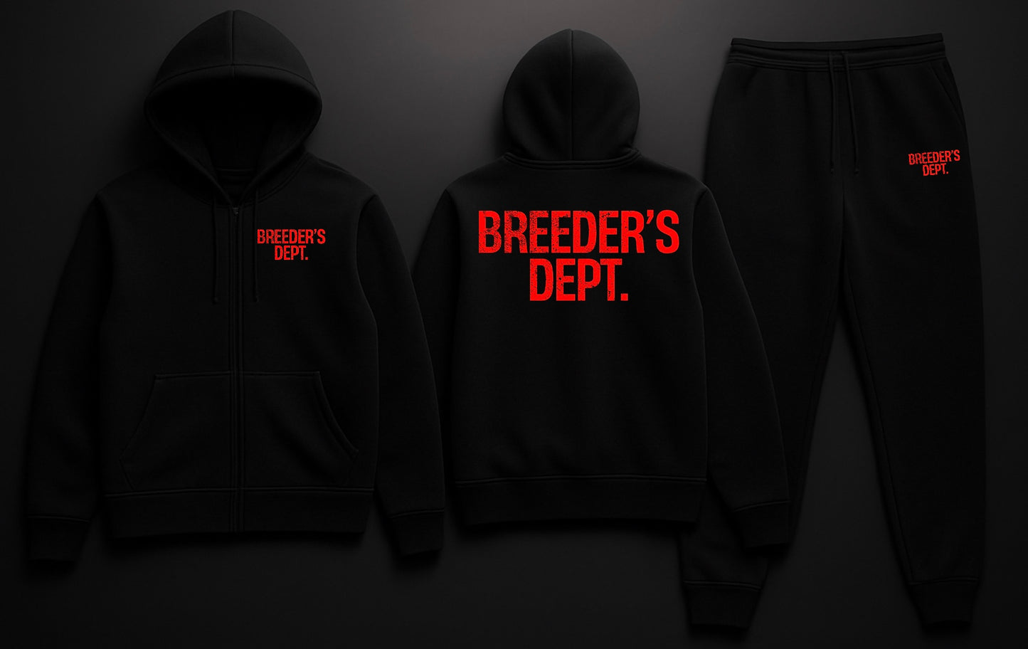 BREEDER’S DEPT. – Premium Black&Red Tech Fleece Set