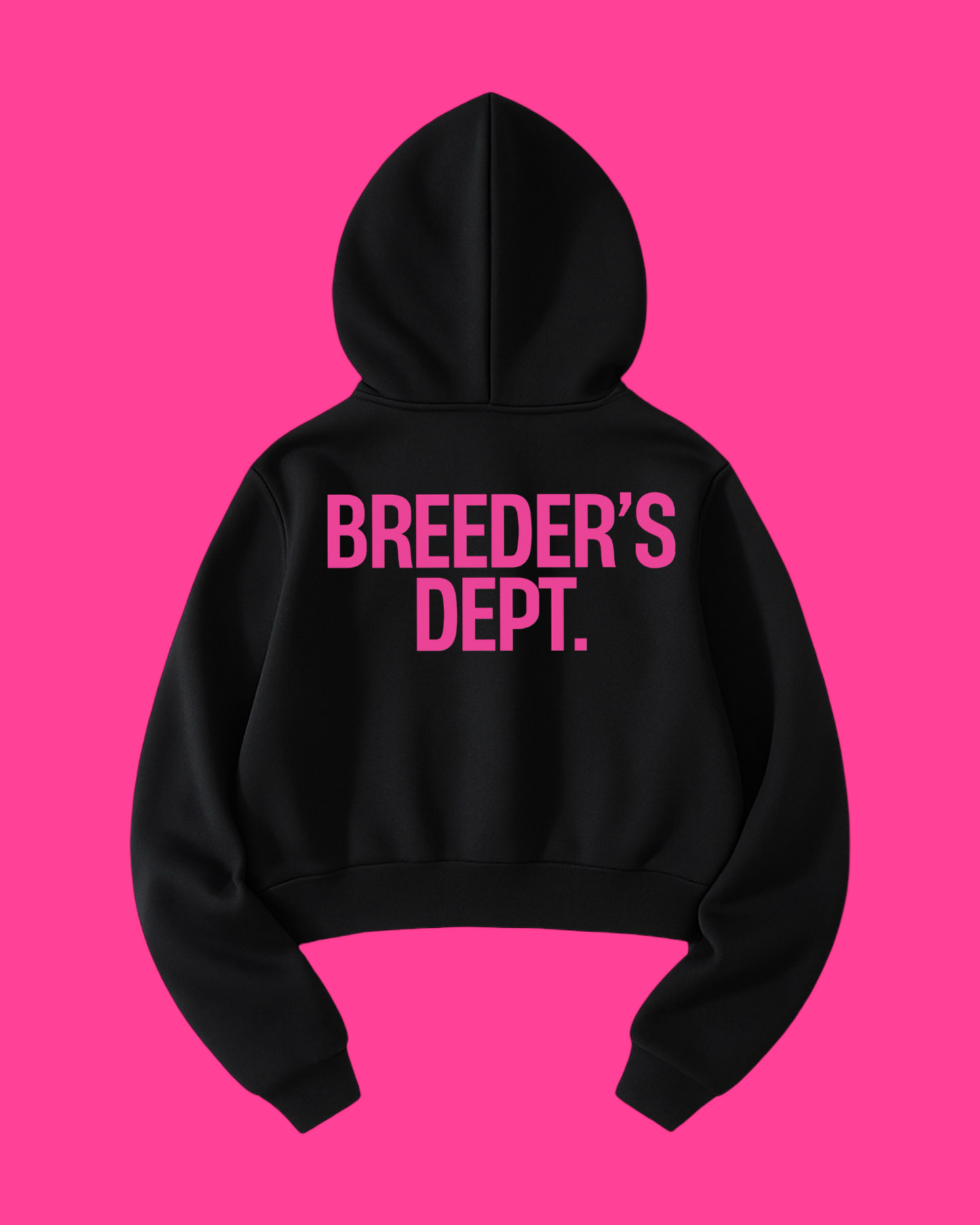 Crop Top Zip Up Hoodie Black/Pink
