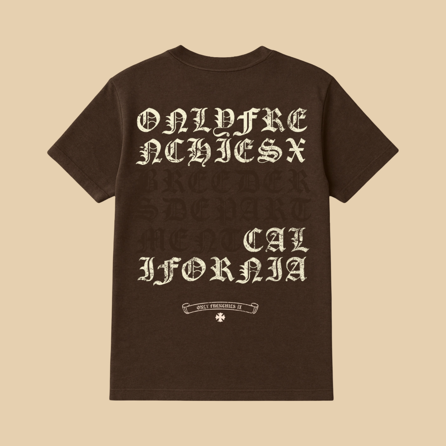 Brown Distressed BD Cross Breeders Department Old English Tee