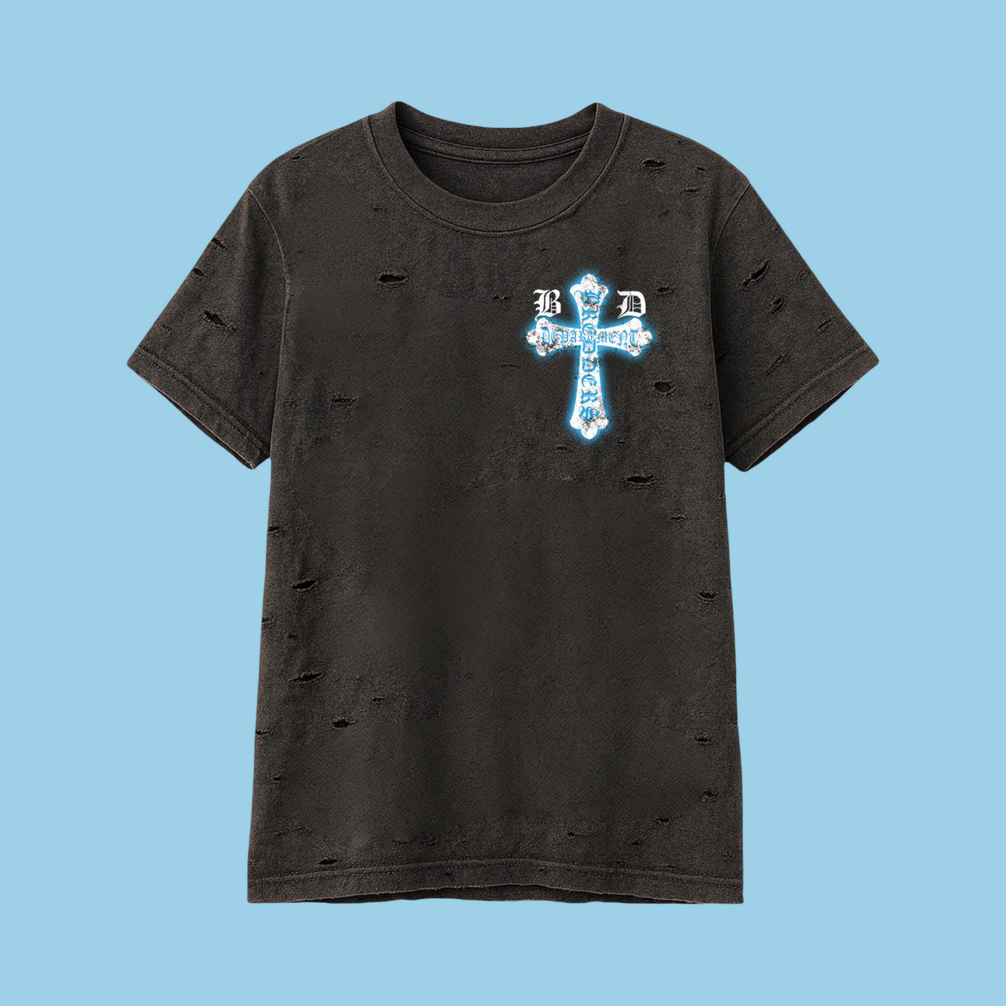 Grey Distressed BD Cross Breeders Department Old English Tee