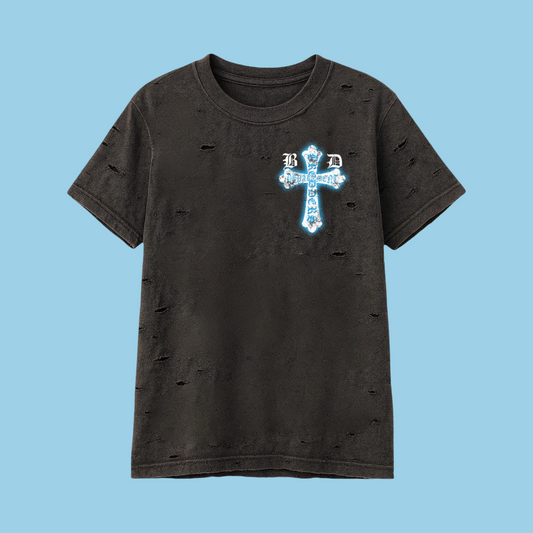 Grey Distressed BD Cross Breeders Department Old English Tee